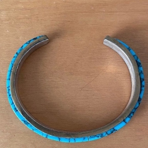 Vintage Sterling Silver Native American Turquoise Cuff Bracelet - Picture 5 of 12